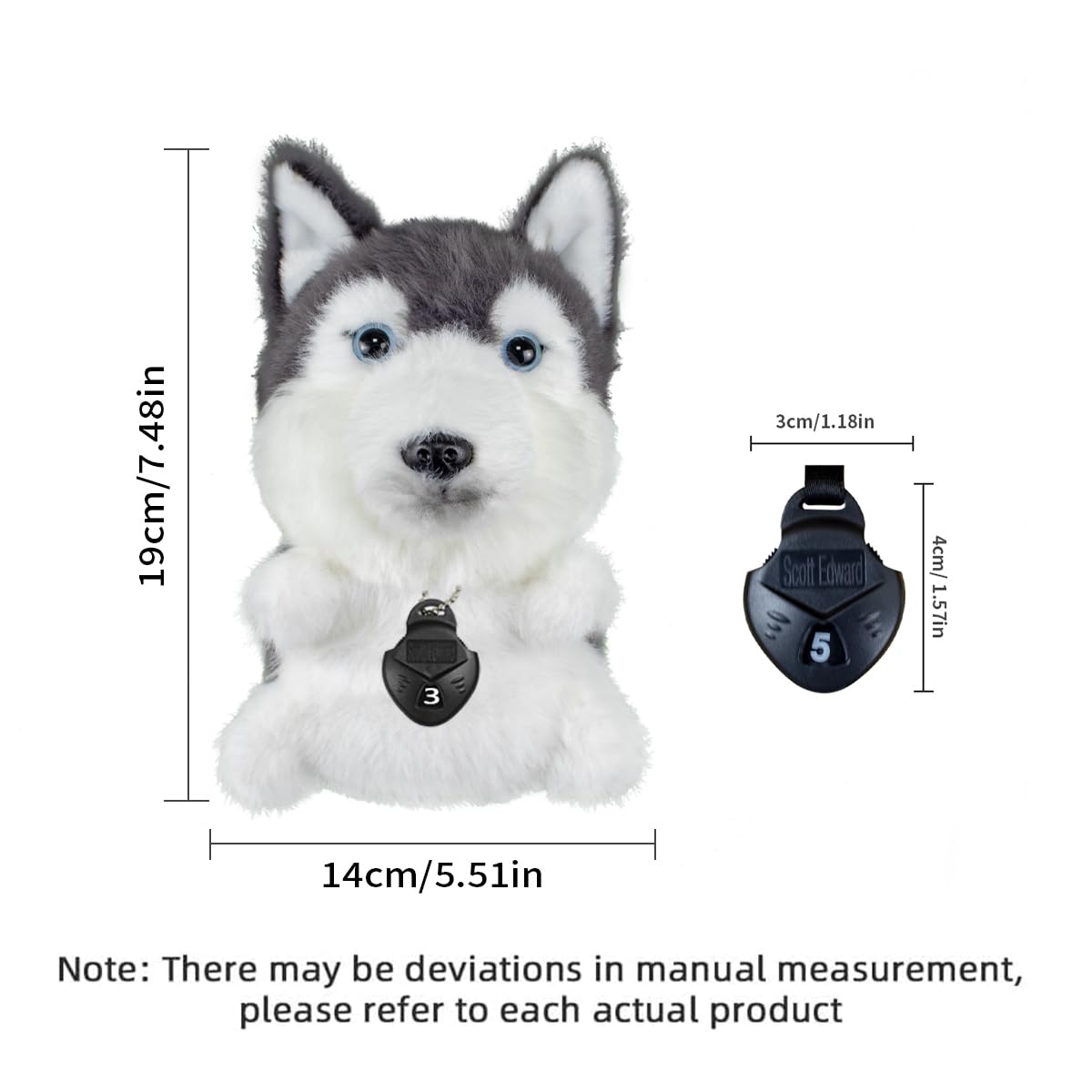 Scott Edward Golf Club Cover Fit Well for Hybrid Wood Club, Funny Cute Animal Design Soft Functional Golf Headcover Stylish Protection for Your Clubs for Men and Women Golf Mascot(HuskyDog)