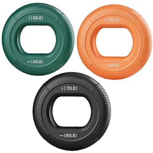 Hand Strengthener Grip - 3 in 1 Rubber Circle Finger Exerciser (30-80 LB)