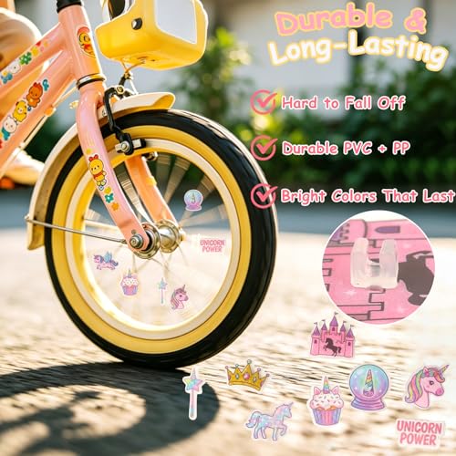 Kids Bike Spoke Decorations - 24Pcs Unicorn Clip-On Wheel Beads
