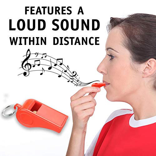 Loud Emergency Survival Whistle - Lightweight Plastic Sports Gear - Red