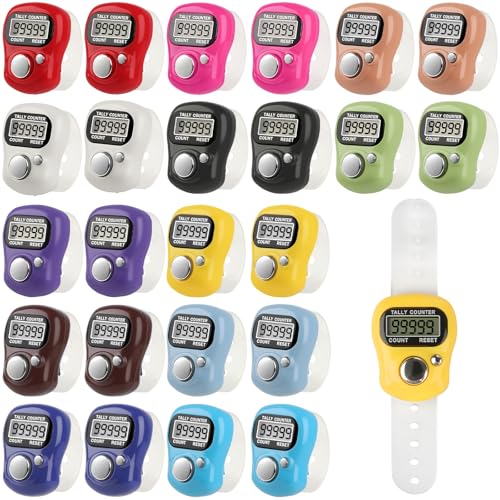 VZZNN 24-Pack Electronic Finger Counter Multicolor – 5-Digit Clicker Counter for Coaching, Golf, Fishing, Classrooms