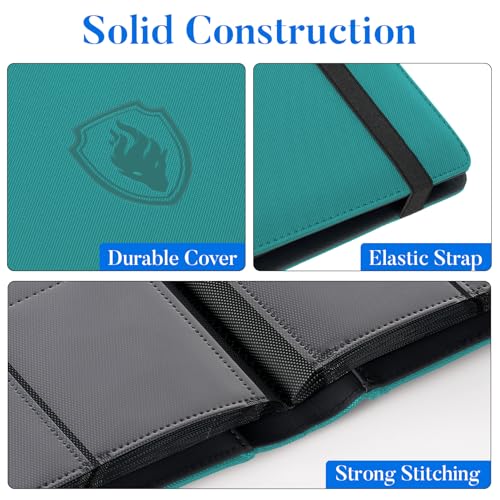 Turquoise 9-Pocket Card Binder for 540 Trading Cards - Fabmaker PU