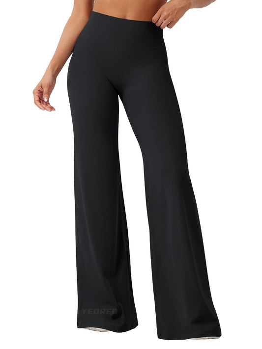 YEOREO Workout Womens Straight Leggings 35" Eddiy Gym Yoga Pants Black XS