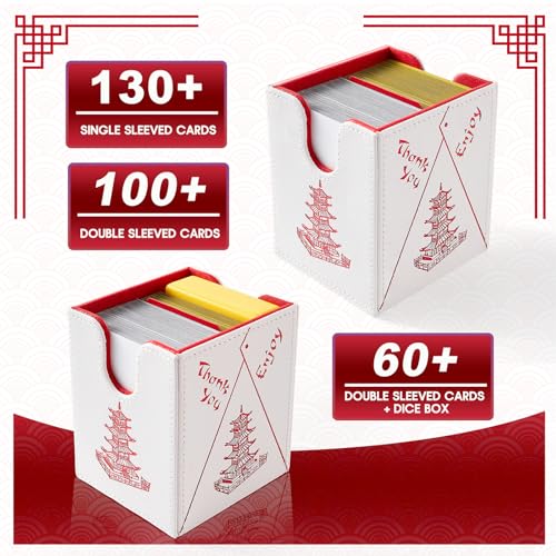 Venssu Chinese Takeout MTG Commander Deck Box - Fits TCG Cards, White & Bright Red