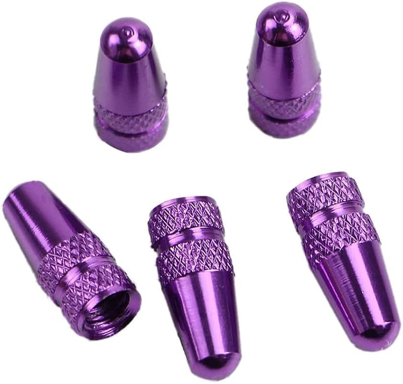Purple Aluminum Presta Valve Stem Caps - 5 Pack for MTB & Fixie