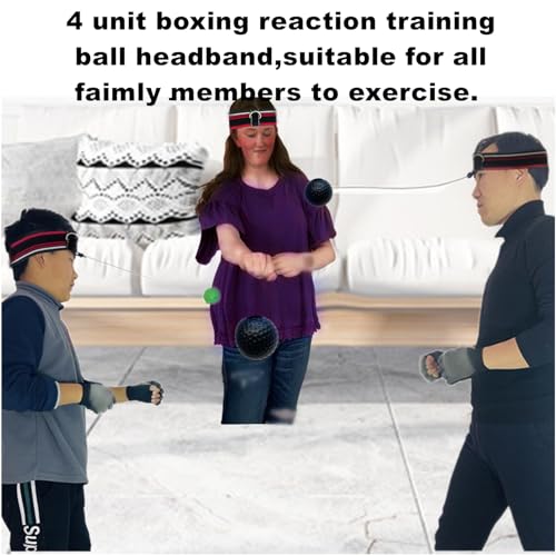 Boxing Reaction Ball Headband Set - 4 Training Balls & Gloves