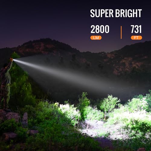 Sofirn SC28 Pocket Flashlight 2800 High Lumens, Rechargeable Tactical Falshlight Waterproof with Tail Switch & Two User Interfaces, Powerful LED Flash Light for EDC, Emergency, Camping, Outdoors