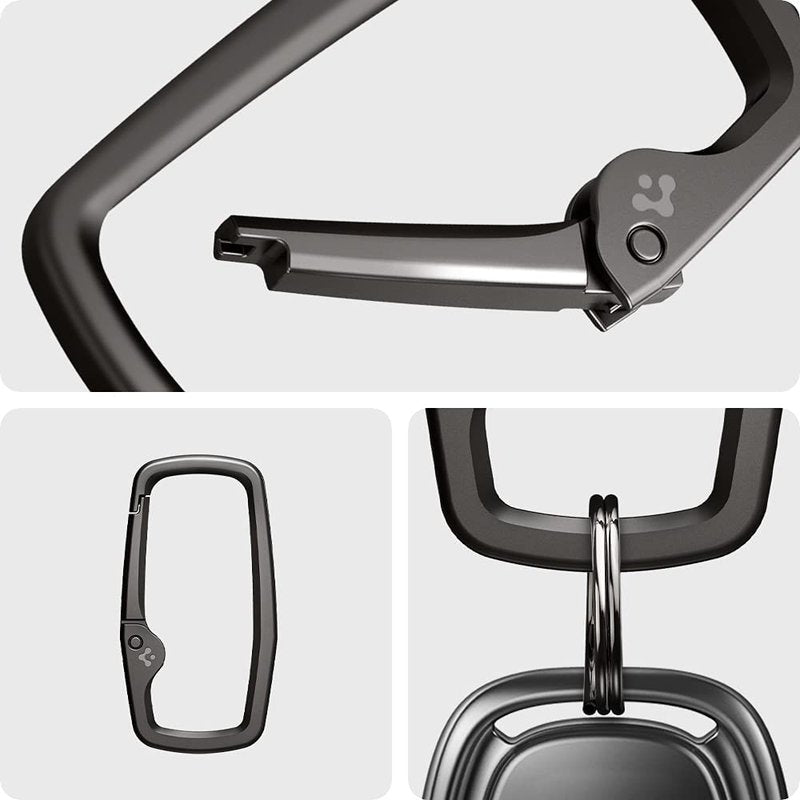 Spigen Life Rugged Type Carabiner Clips D Ring, Spring Snap Hook, Keyring Keychain Hook with Zinc Alloy Carabiners - 3 Pack