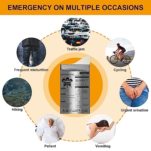 Disposable Urine Bags - 8 Pack Gray, Portable Pee Bags for Travel