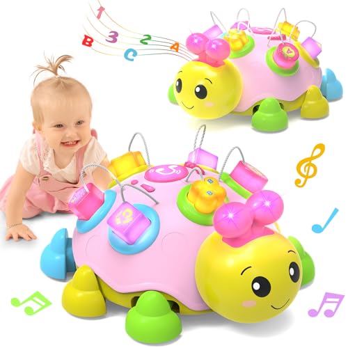 Pink Baby Musical Ladybug Crawling Toy for Infants 6-18 Months – Educational & Interactive Baby Gift