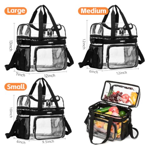Clear Tote Bag for Stadium Events - Black, 12.6x5.5x12 in