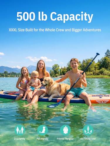 Inflatable Paddle Board for Family - Light Gray, 500lbs Capacity