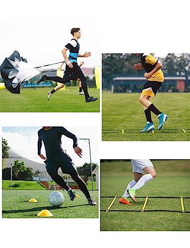 Speed Agility Ladder Training Set - 12 Rungs, 20ft, 6 Cones, Resistance Parachute - Yellow