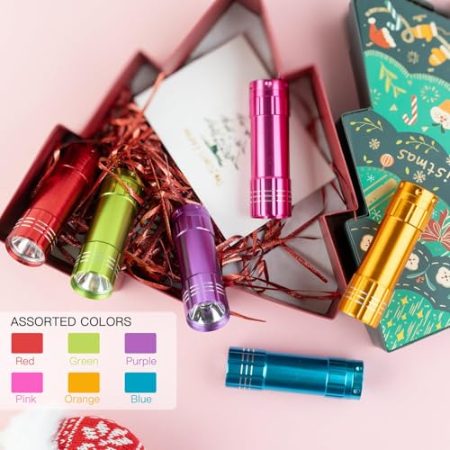 KunHe 24 Pack Small Mini Cheap Flashlights Bulk with Batteries Aluminum LED Bulk Flashlight for Party Favor Emergency Power Outage Gift to Operation Christmas Child Items Bulk Christmas Gifts