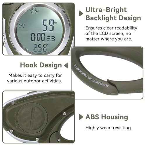 Digital Altimeter with Thermometer & Compass - Portable Weather Forecast