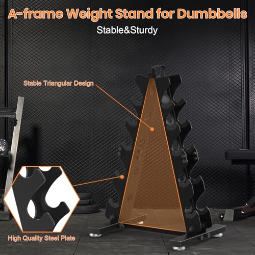 5-Tier Dumbbell Rack for Home Gym - Black A-Frame Stand Only