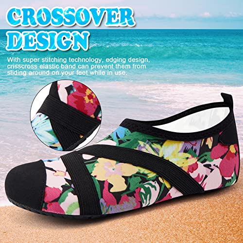 Quick Dry Aqua Shoes for Women & Men - Colorful Flowers