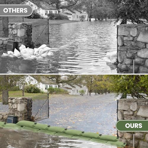 Flood Water Barrier Sand Bags - 4Pcs Thickened Long Canvas Flood Protection Sandbags with Insert Buckle Reusable Quick Flood Barrier for Home Door Window Basement Garage Floor Flood Control (4)