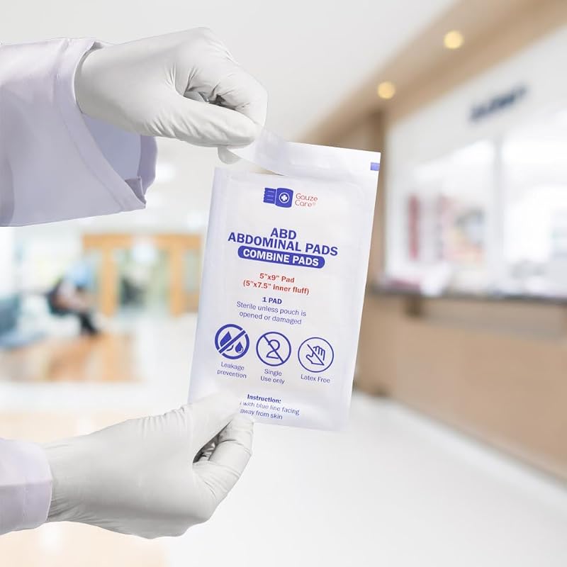 Sterile ABD Pads - 50-Pack, 5 x 9 Inches, Extra Absorbent Wound Dressing