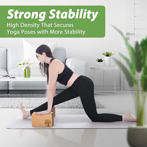 Eco-Friendly Cork Yoga Blocks - 2 Pack Non-Slip Support