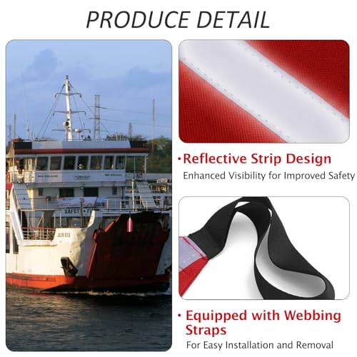 Safety Travel Flag - 2Pcs Red Kayak Towing Warning Flag