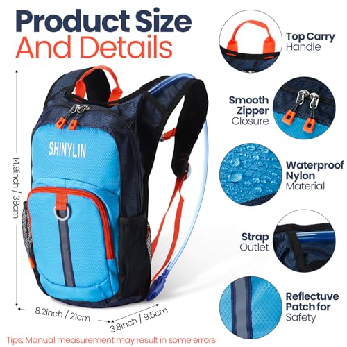 Kids Hydration Backpack Set - 2 Pcs Lightweight with 1.5L Bladder - Blue & Purple