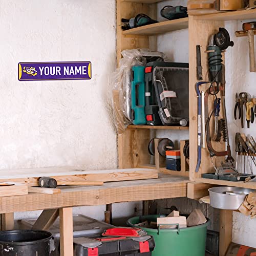 Personalized Metal Street Sign - LSU Tigers - 4" x 15"