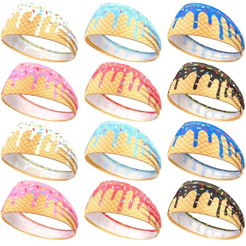 Suncalla 12 Pcs Ice Cream Youth Baseball Headbands - Team Gift & Sports Accessory