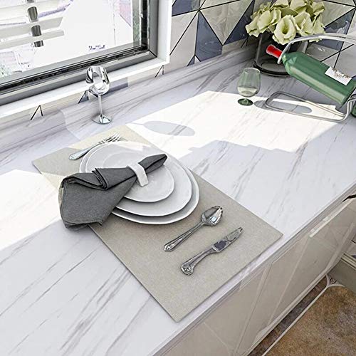 Livelynine Marble Contact Paper Peel and Stick Countertops Waterproof White Marble Wallpaper Counter Top Covers Kitchen Cabinet Wallpaper Self Adhesive Countertop Vinyl Wrap Desk Table 15.8x78.8