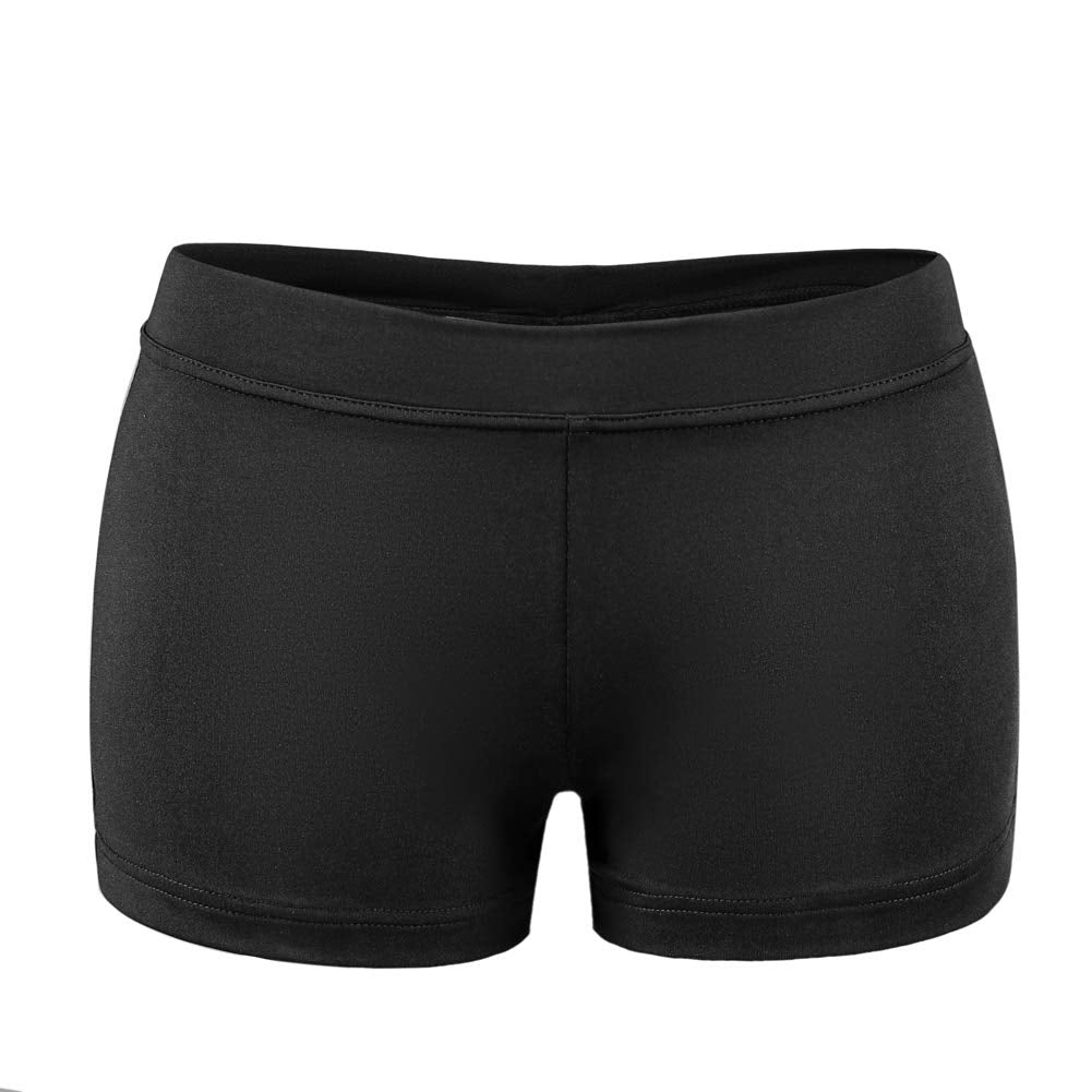 SUPRNOWA Low Rise Boy Cut Shorts for Women Athletic Spandex Gym Workout Booty Volleyball Yoga Dance Shorts (Black, Medium)