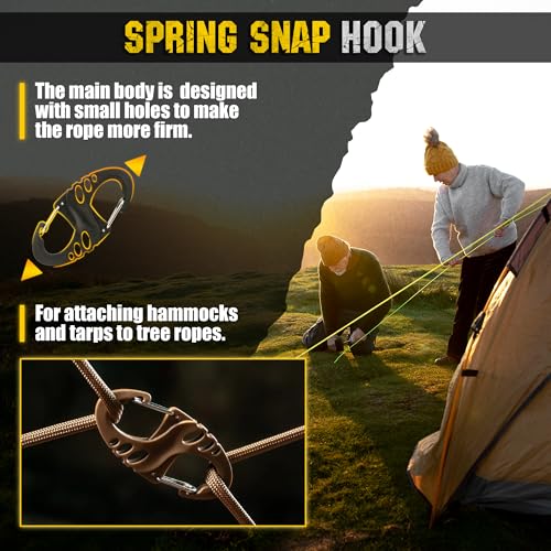 Mini Carabiners - Double Spring Snap Hook - 5 Pack - Black