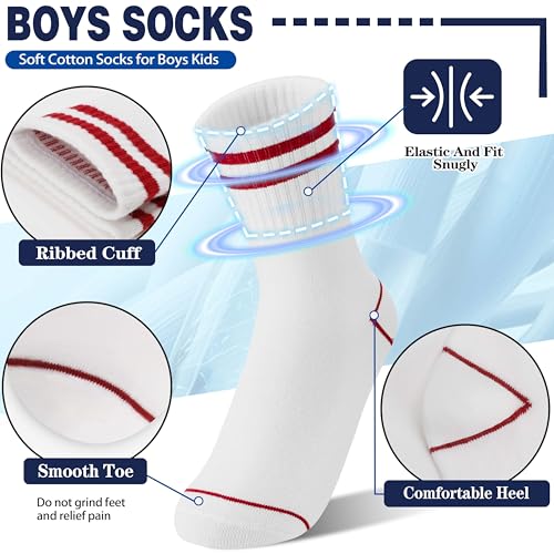 Kids Boys Girls Breathable Cotton Athletic Basketball Socks 6 Pairs