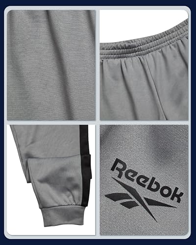 Reebok Boys Joggers 4 Pack Athletic Sweatpants with Elastic Waistband - Black & Navy Variations