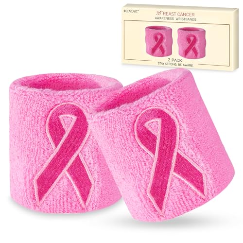 Breast Cancer Awareness Wristbands - 2 Pack Pink Ribbon