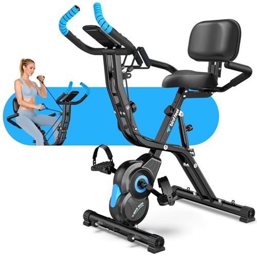 Foldable Exercise Bike with 8-Level Magnetic Resistance - Blue