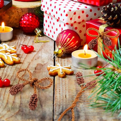 16pcs Brown Christmas Garland Twist Ties - Reusable and Flexible Banister Decoration Ties for Stair Railings, Wreaths, Stockings & Holiday Home Decoration