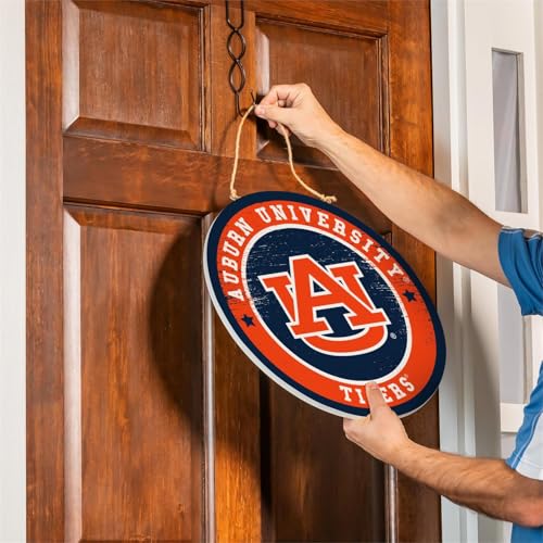 Auburn University Welcome Sign - 18" Round Wooden Door Decor