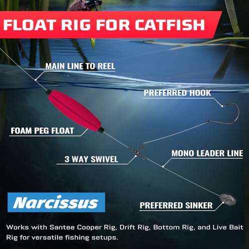 Fishing Slotted Peg Float - 9pcs 1.5in Slip Bobbers for Catfishing & Bass