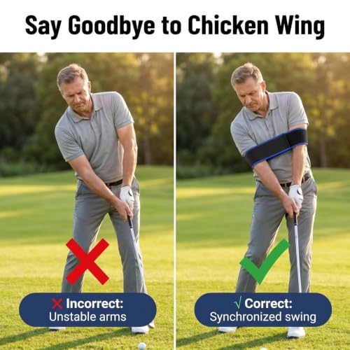 Golf Swing Trainer Arm Band Fixes Flying Elbow & Chicken Wing Adjustable Nylon