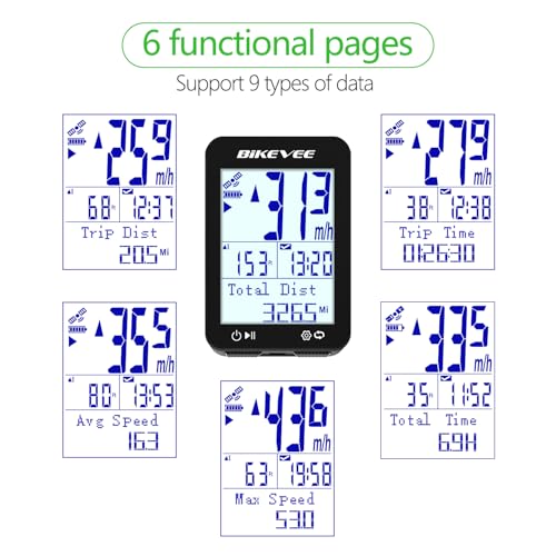Wireless GPS Bike Computer - 2.4" Screen, 9 Languages, IPX7 - Black Standard Mount