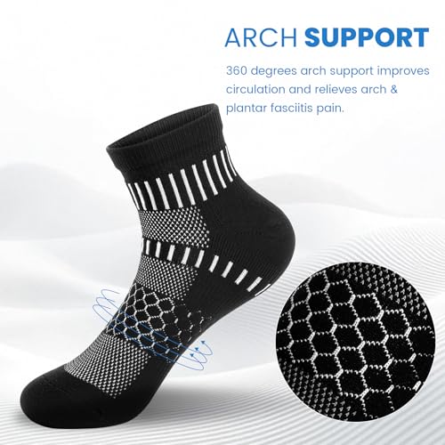 Ankle Compression Socks for Plantar Fasciitis Relief - Cushioned Athletic