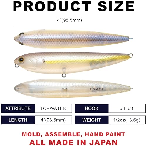 Lucky Craft Sammy 100 Topwater Walking the Dog Lure - 4" 1/2oz, 250 Chartreuse Shad / 100