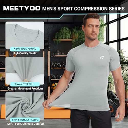 Men's Compression Rash Guard - UPF 50+, Gray, XX-Large