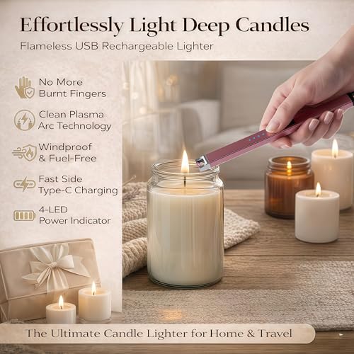Electric Candle Lighter, USB Rechargeable Flameless Arc Lighter - Rose Gold