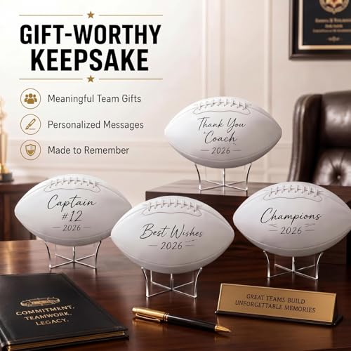 Hiboom Autograph Football Set Size 3 White with Pump & Holder - Sports & Memorabilia
