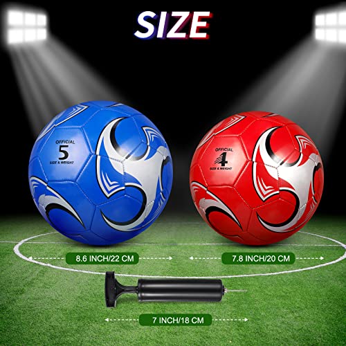 HyDren Size 5 Soccer Balls, 4 Pack with Pump – 8.7in Official Ball, Multicolor