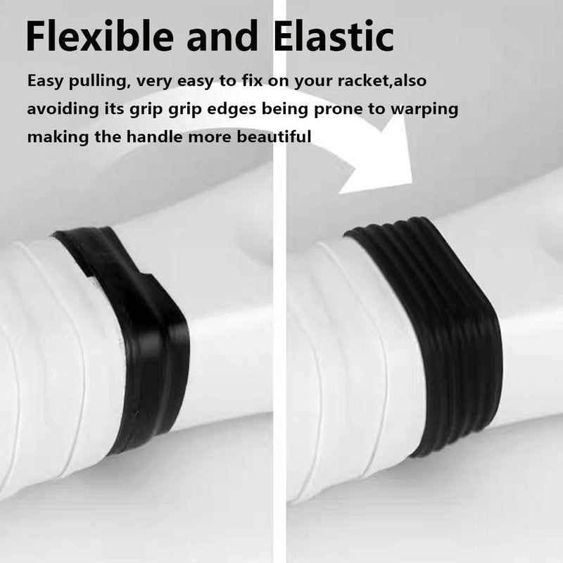 spintenis Tennis Racket Grip Band Rubber Ring Racket Grip Bands-Silicone Band Soft Non-Slip Racket Handle Rubber Ring 5PCS Black