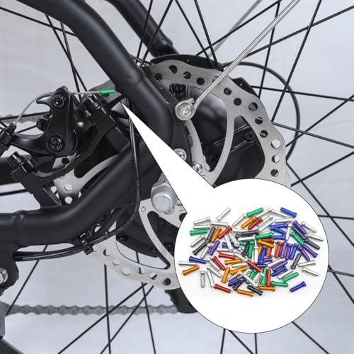 100 Pcs Aluminum Bike Cable End Caps - 7 Colors