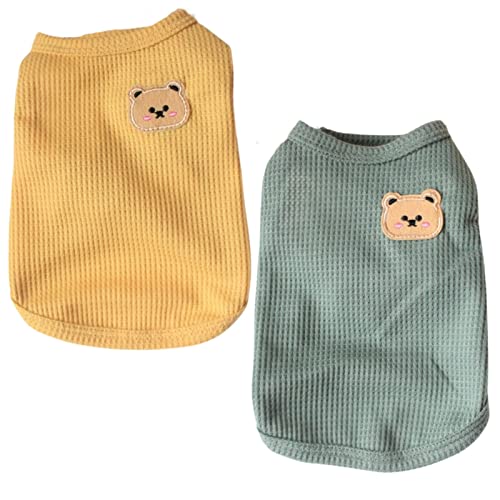 Dog Shirt Summer Lightweight Cotton Pet T-Shirt Set - Medium / 2PCS Yellow & Green
