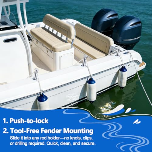 FUCNEN 304 Stainless Steel Boat Fender Holder - Adjustable Flush Mount Rod Insert, 15° Cleat for Pontoon/Yacht Docking (1 Pack Fender Pole Insert)